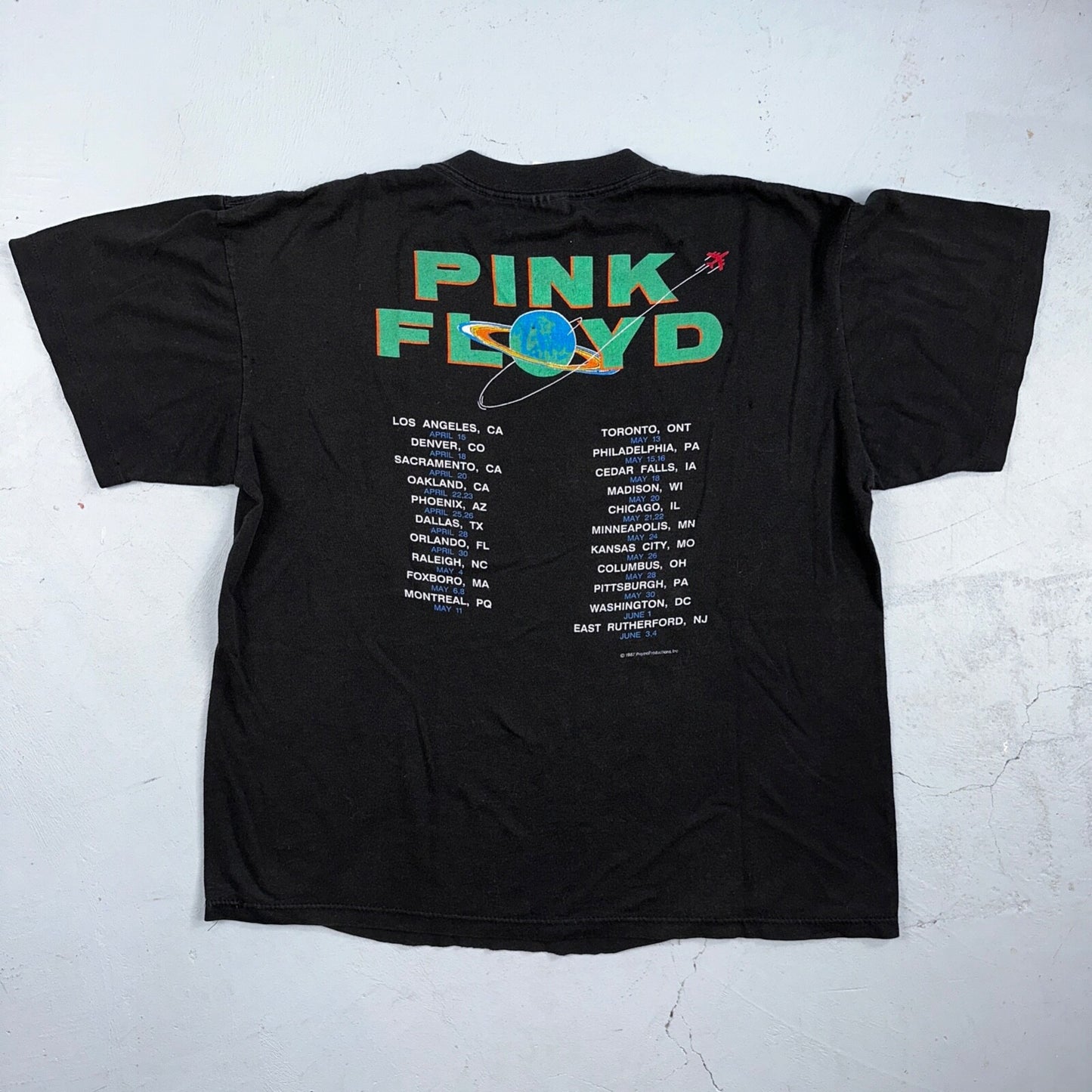 Vintage 1987 Pink Floyd Dark Side of the Moon USA T-Shirt Large Boxy 80s Rock