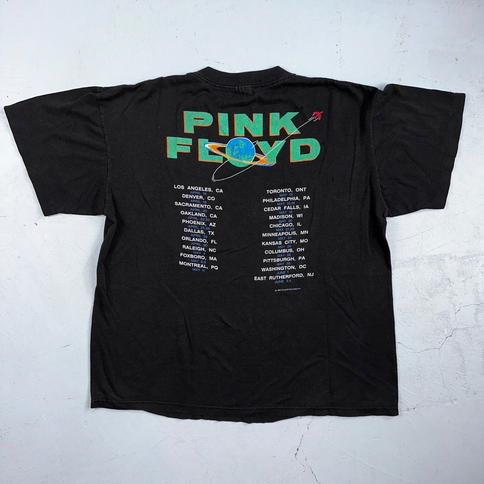 Vintage 1987 Pink Floyd Dark Side of the Moon USA T-Shirt Large Boxy 80s Rock