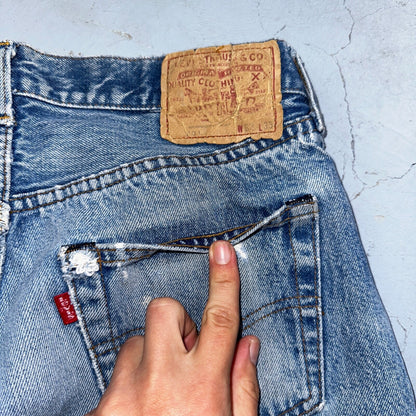 Levis 501 Vintage 80s Redline Selvedge USA XX Jeans Light Wash 32x33 Act 28x28
