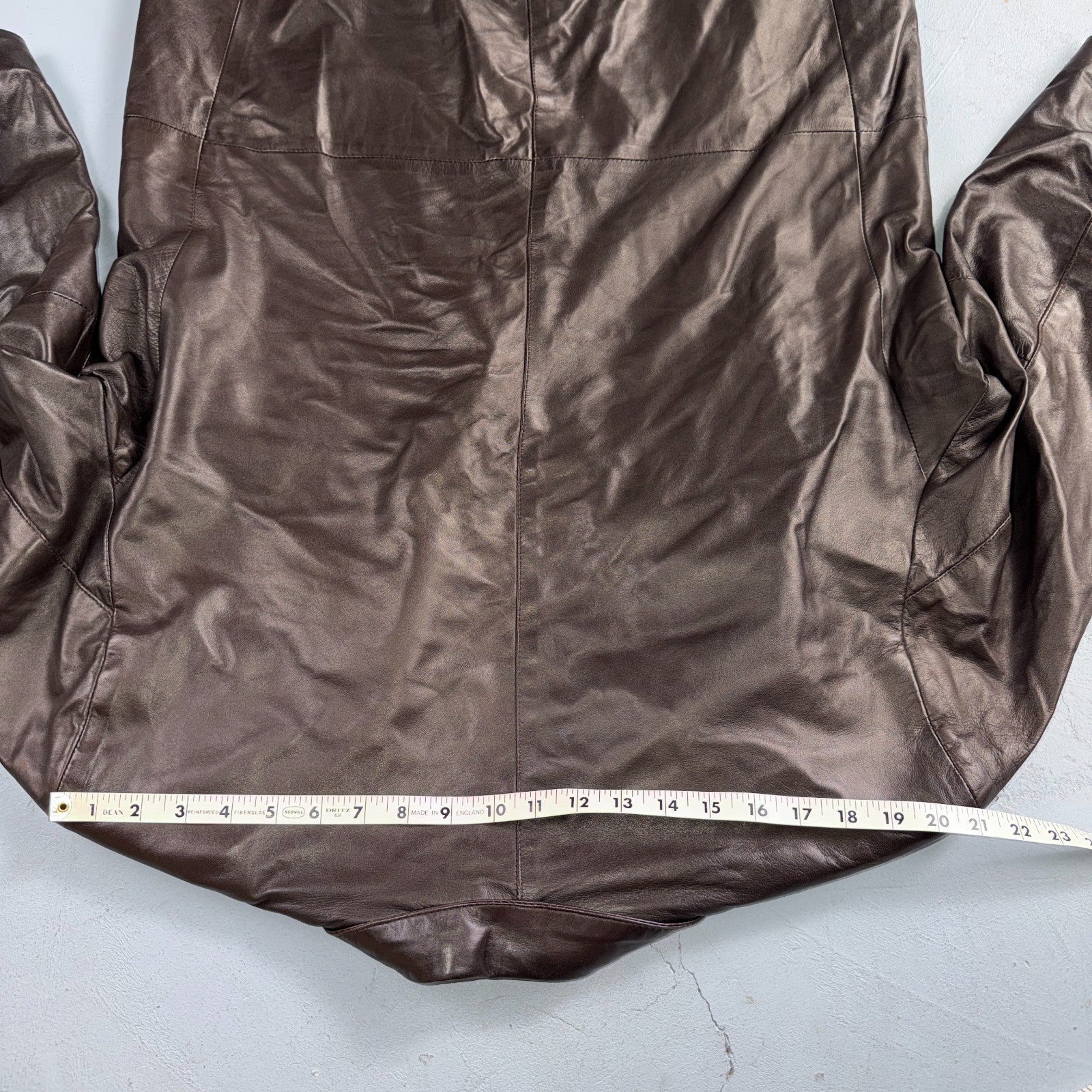 Paul Stuart Mens Vintage Brown Leather Jacket XL Chore Coat Pockets EUC Blazer