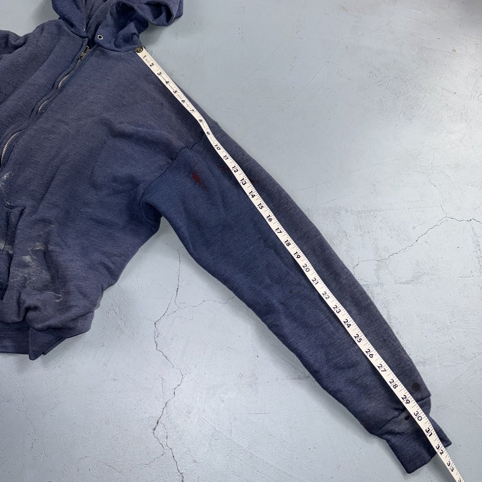 Blue Healthknit Zip Up Hoodie Vintage 80s 90s Thermal Lined USA 2XL Thrashed