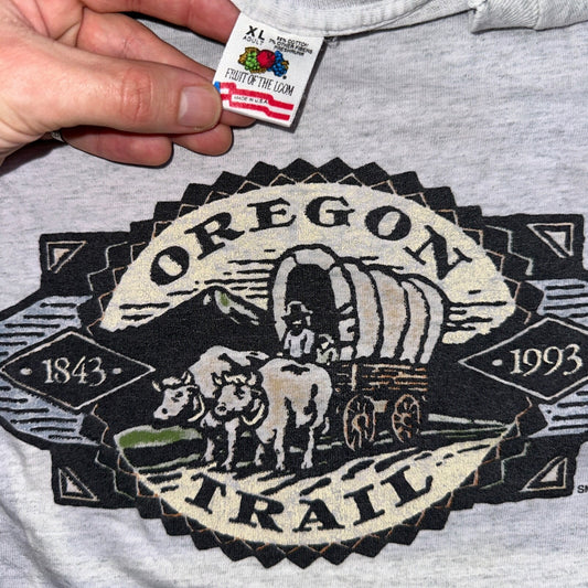 Oregon Trail FOTL VTG T Shirt 90s Game 1993 Gray Single Stitch Rare Buffalo