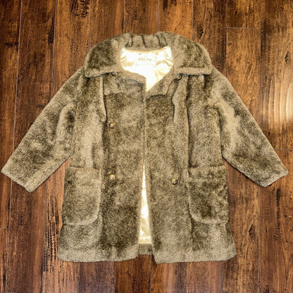 Vtg 50s 60s WHITE STAG Faux Fur Button Up Coat Jacket Union Rockabilly Rare