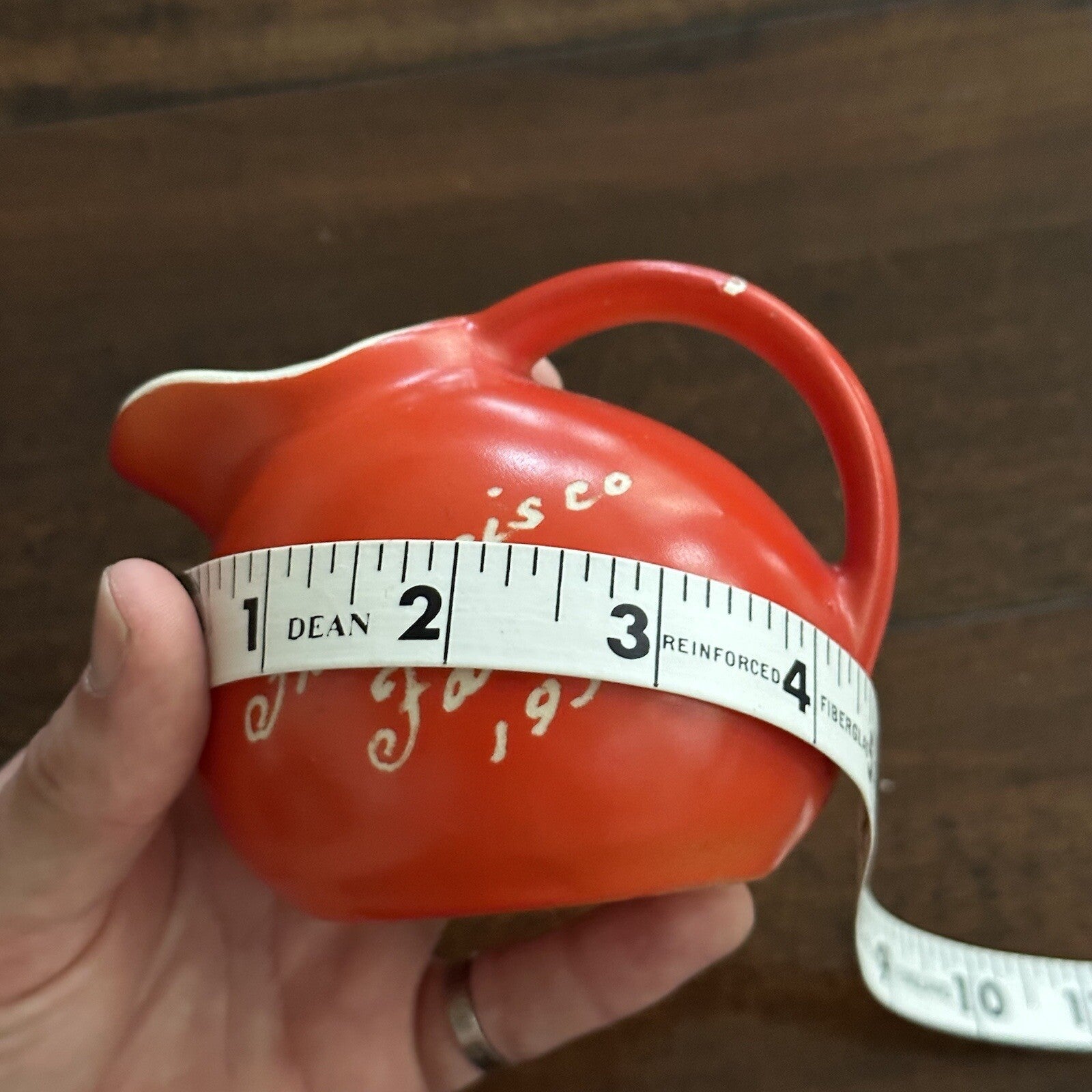 1939 San Francisco WORLD’S FAIR PITCHER Small Tilt  BALL PITCHER Orange 40s 30s