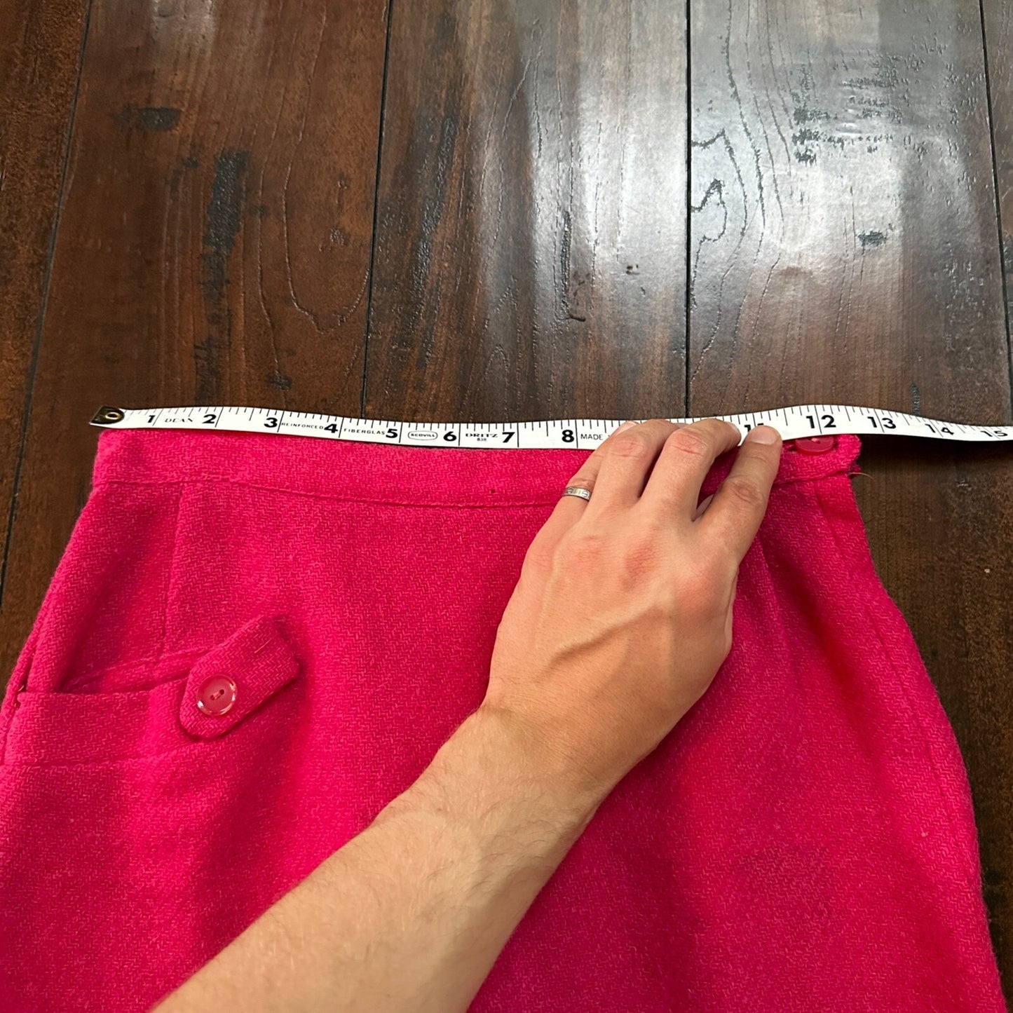 VTG USA Rockabilly Womens Dress Skirt 60s 70s Bottom Plaid Cute Pink Barbie Wool