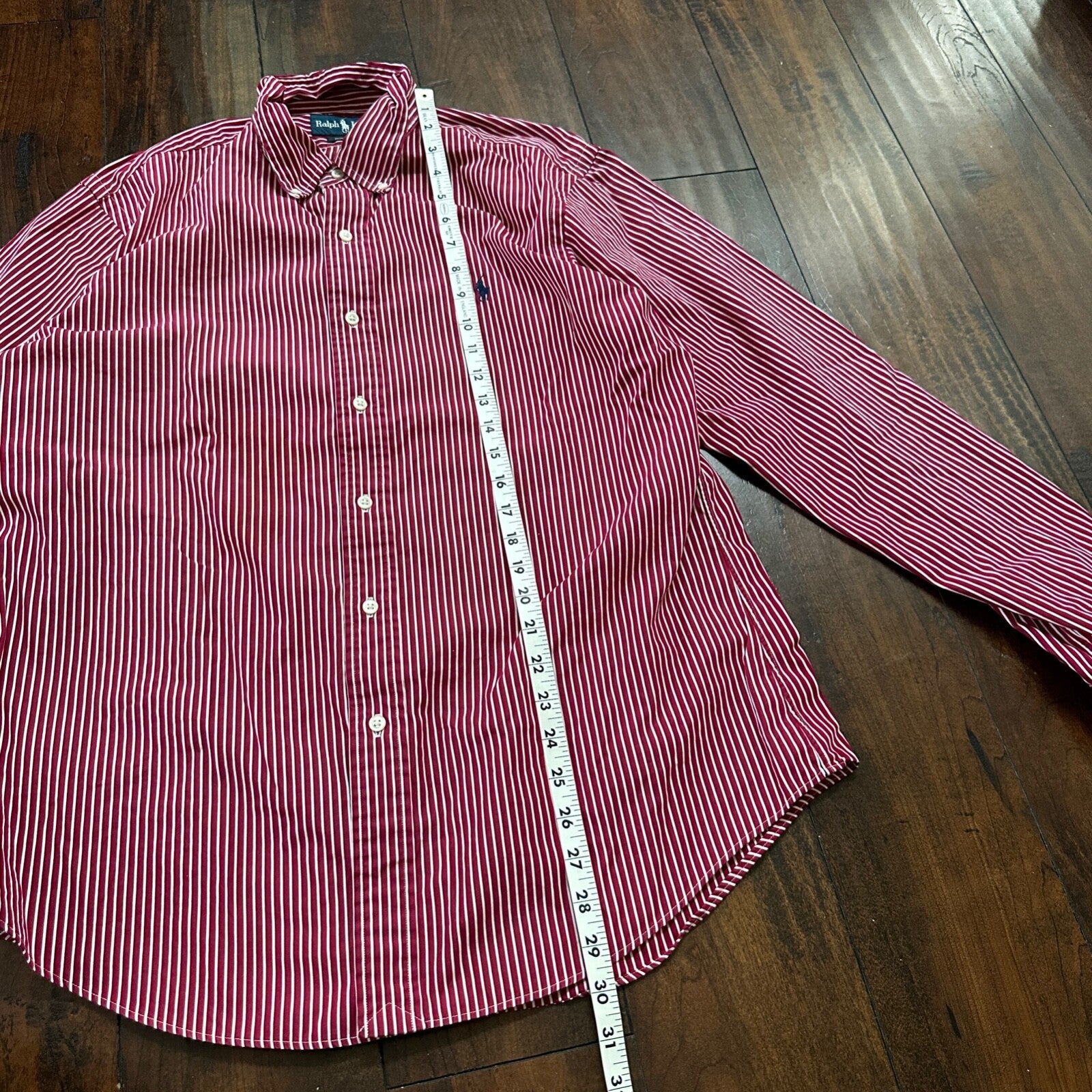 Polo Ralph Lauren Red Stripe Button Down Work Shirt Dress Vtg Up Y2K 90s Western