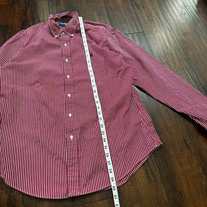 Polo Ralph Lauren Red Stripe Button Down Work Shirt Dress Vtg Up Y2K 90s Western