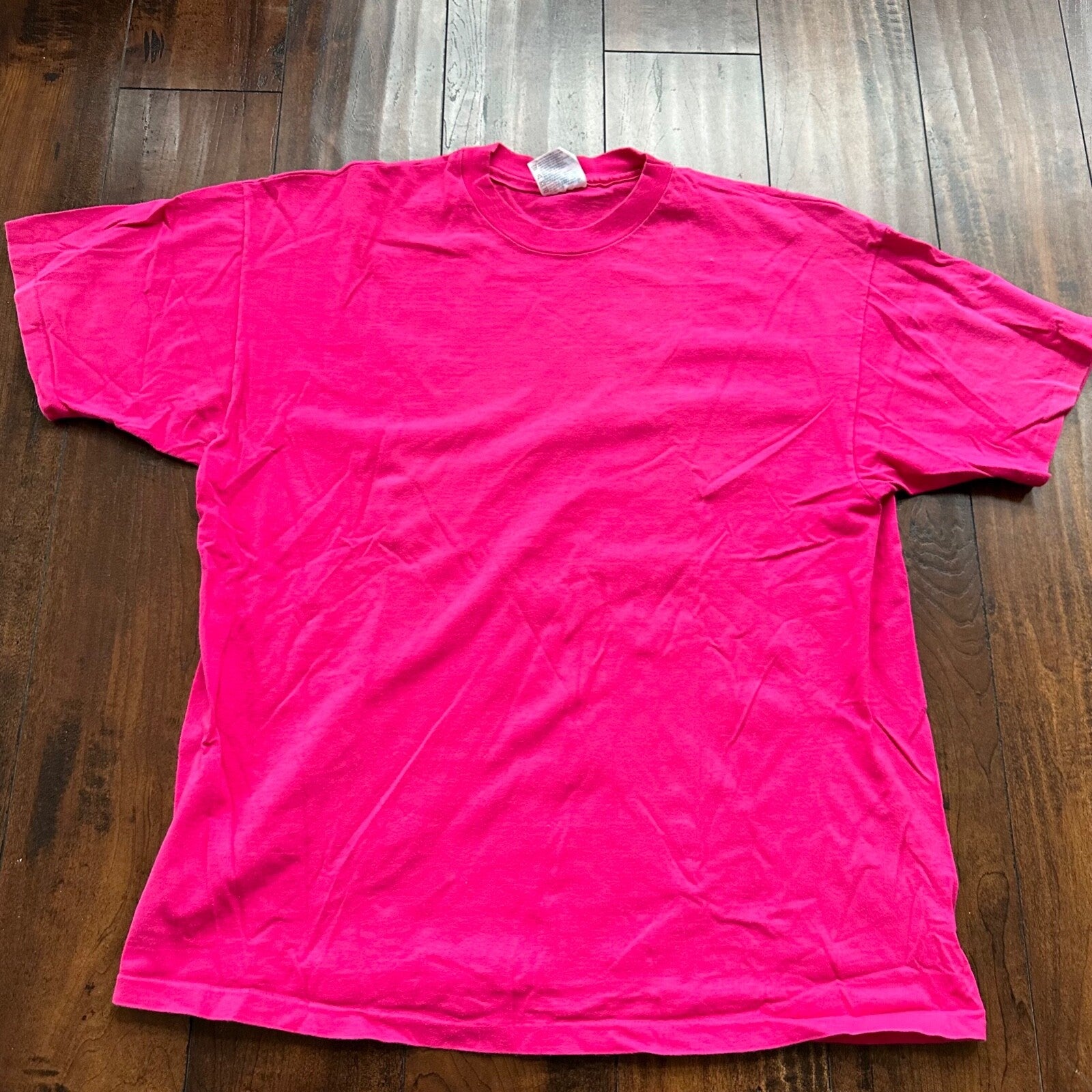 Hanes Beefy Blank Vintage T Shirt 80s Pink Simple Cool Single Stitch USA 90s