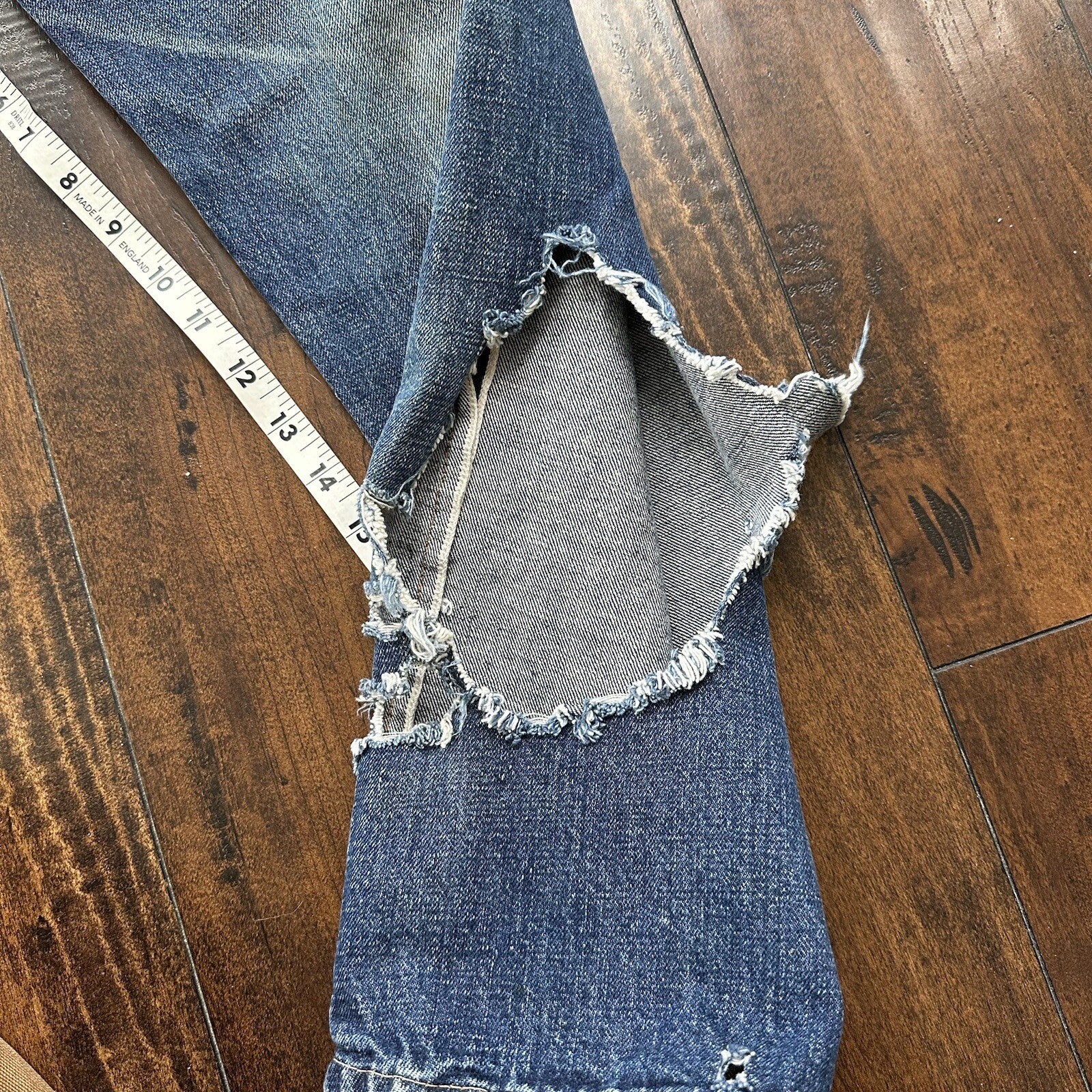 Levis 501 XX Big E True Vintage 60s Redline THRASHED Denim Jeans 1960s 27x26