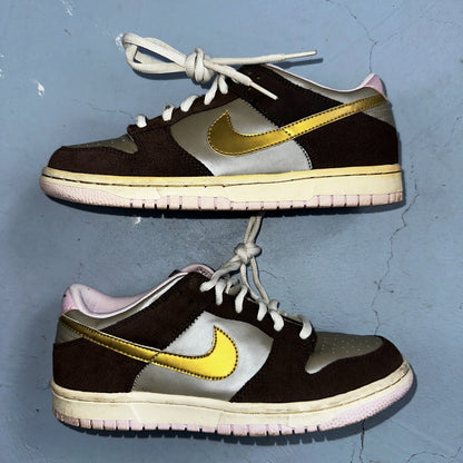 Nike Dunk Low 2007 GS Chino Metallic Gold Rare 309601-271 Brown Purple  5Y W 6.5