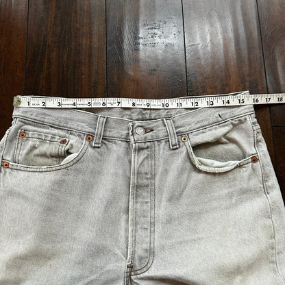 VTG USA Levis 501 Button Fly 90s Tag Jeans 80s 34x30 Act 31x28 Grey Faded White