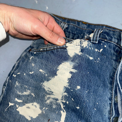 Levis 501 Vintage 80s USA XX Straight Leg Jeans Blue 20502 Paint 34x32 Act 32x30