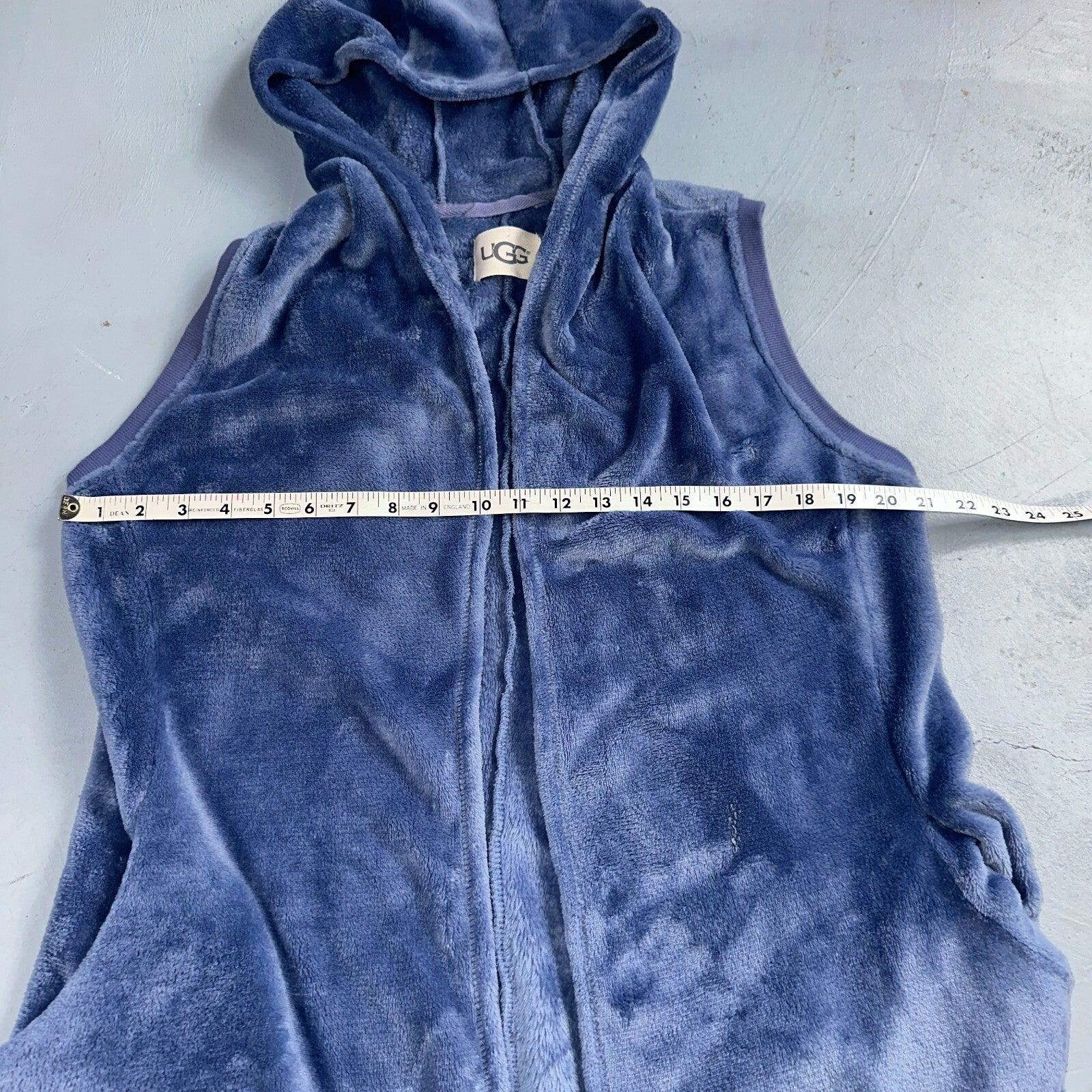 UGG Soft Surroundings Fleece Vest Hooded Blue Soft Cardigan Cozy M/L