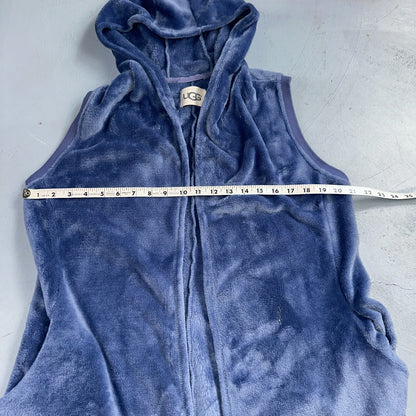 UGG Soft Surroundings Fleece Vest Hooded Blue Soft Cardigan Cozy M/L