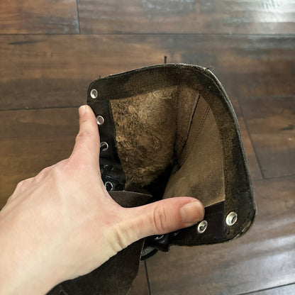 VTG Military Black Lace Up Work Boots 1950s 50s 60s Post WWII Size 8 ? High