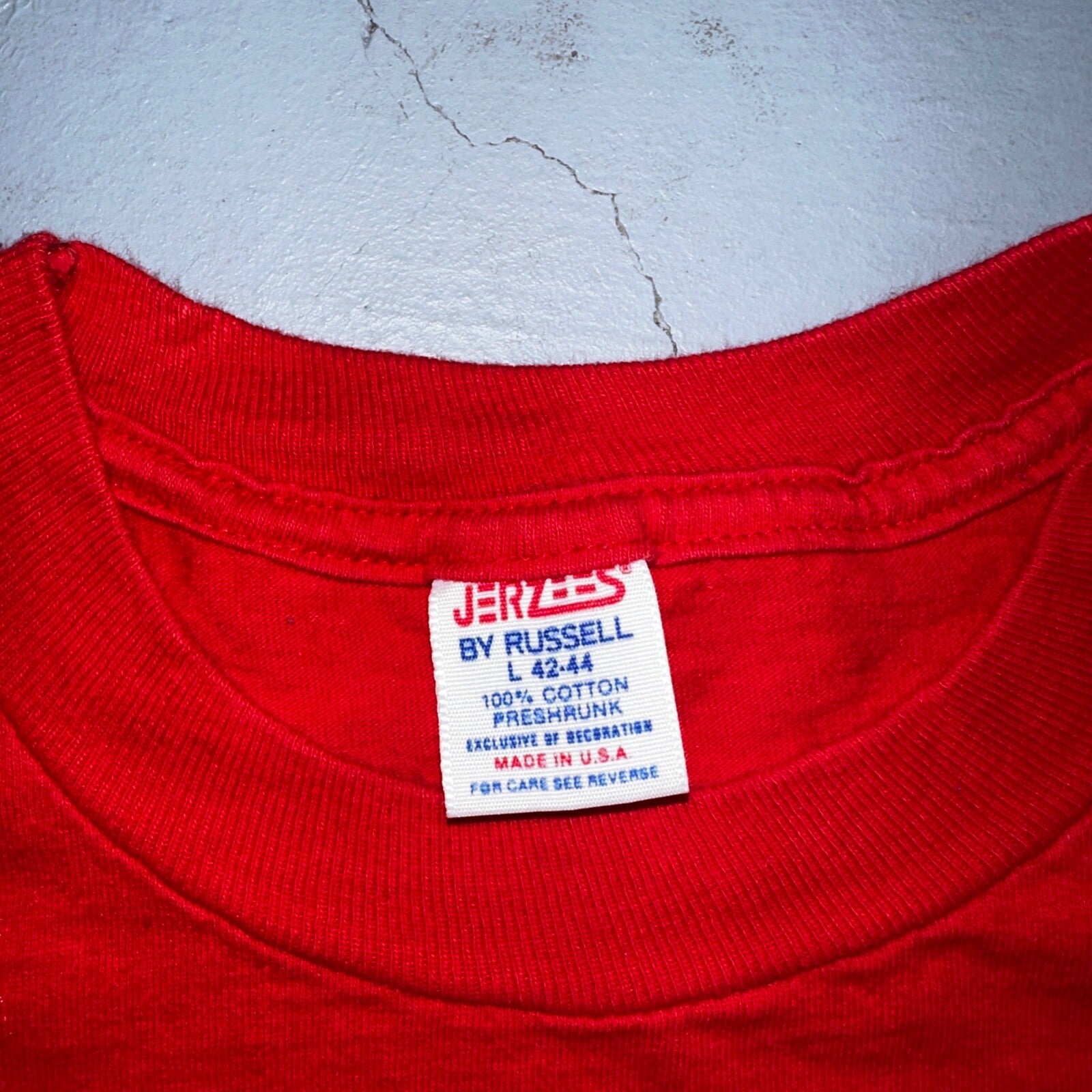 Jerzees 90s USA VTG T Shirt Red No Print Lot 1 Single Stitch Basic Tee Simple