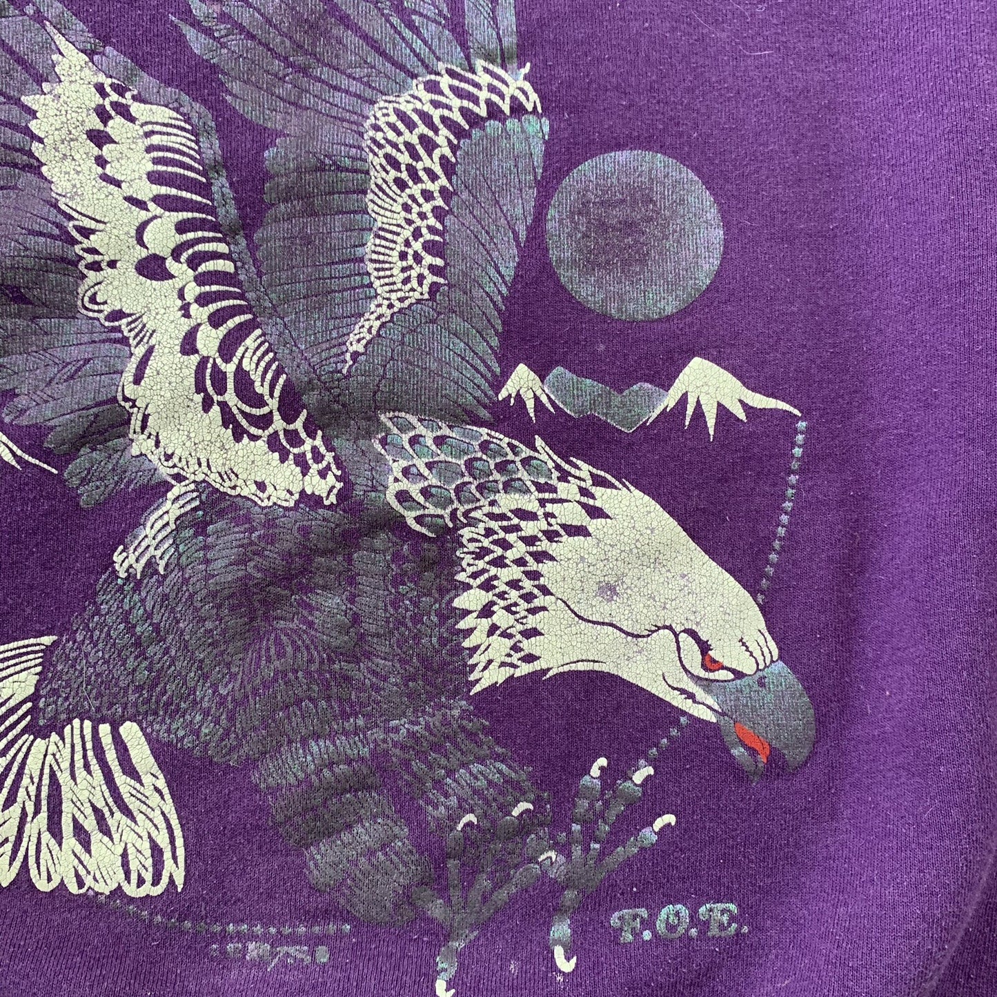 Bald Eagle Hologram Shiny Pearl Vintage 90s Sweatshirt Jumper Purple FOTL USA