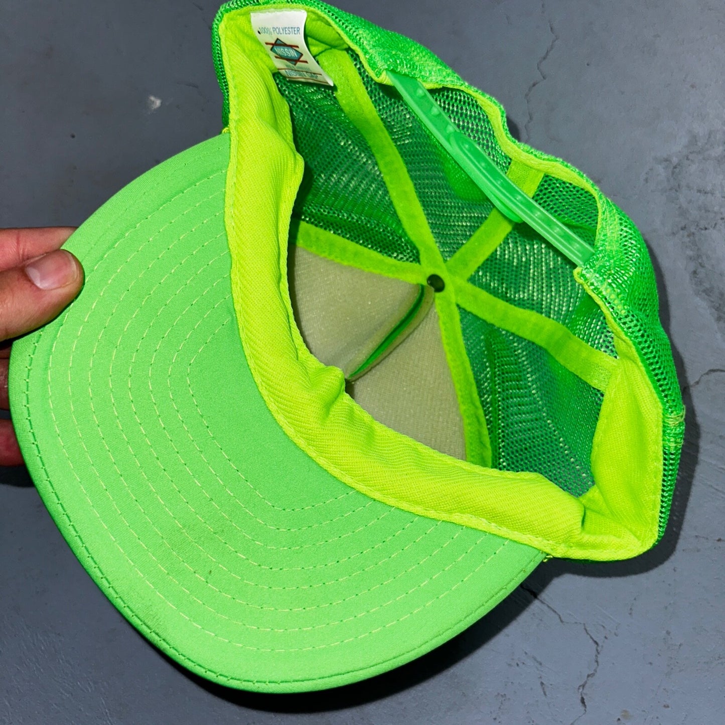 Deja Vu Hat VTG Snapback Trucker Cap Men Neon Green Showgirls 90s RARE