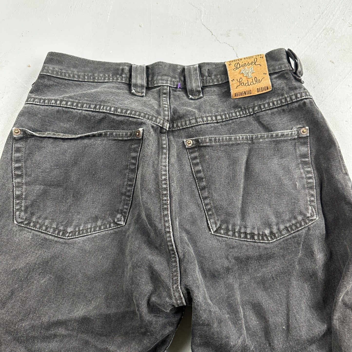 Vtg Diesel Men Saddle Relaxed Fit Black Jeans 32x33 Fits 31"  Made in Italy Y2K