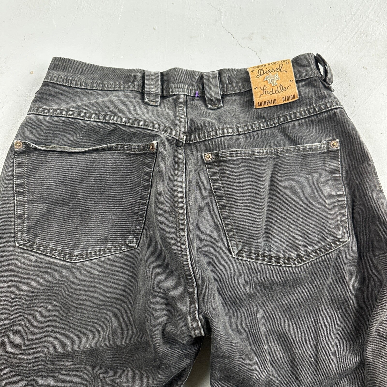 Vtg Diesel Men Saddle Relaxed Fit Black Jeans 32x33 Fits 31"  Made in Italy Y2K