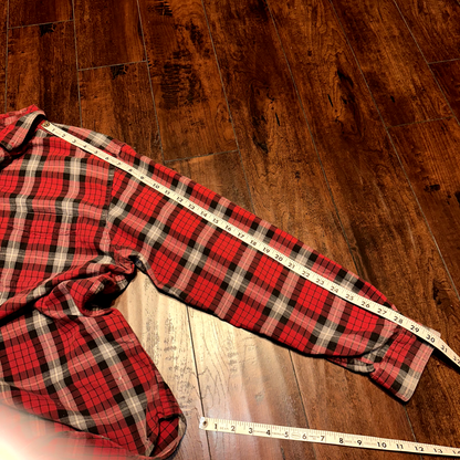 LL Bean Shirt Jacket Mens Medium Red Flannel Chore Barn Button Down Fall Basic