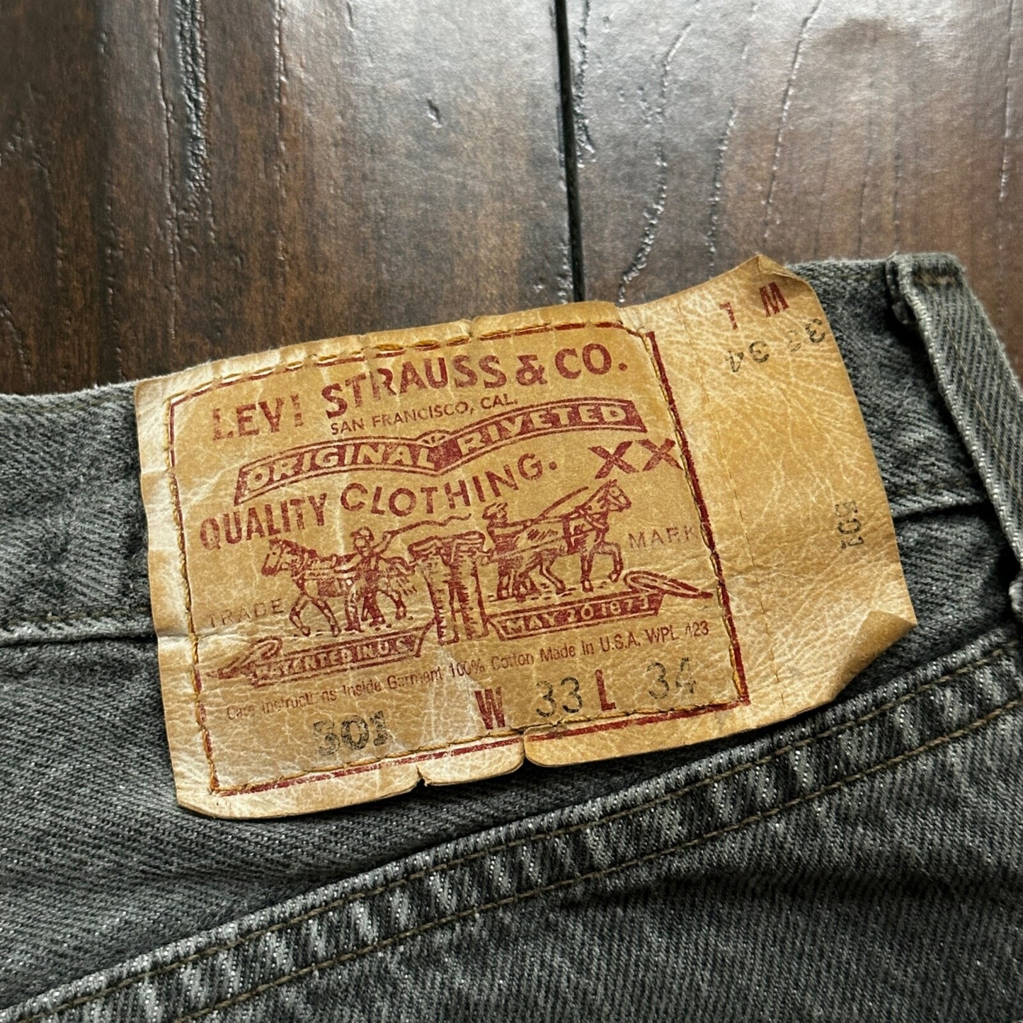 VTG 90s Levis 501 Button Fly 33x34 USA Tag Jeans Straight Wash Grey XX Act 30x32