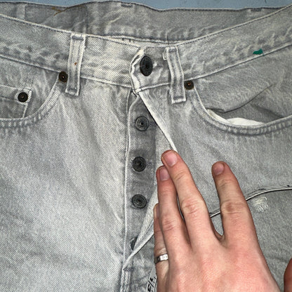 Levis 501 Vintage 80s USA XX Straight Leg Jeans Gray Acid Wash 31x32 Act 29x30
