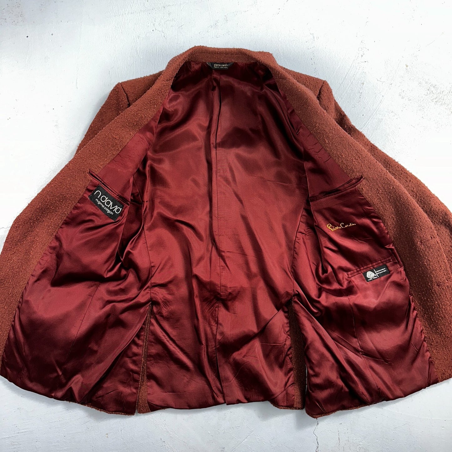 VTG Mens Suit 38 Jacket Sport Coat Rockabilly 80s 90s Red Orange Pierre Cardin