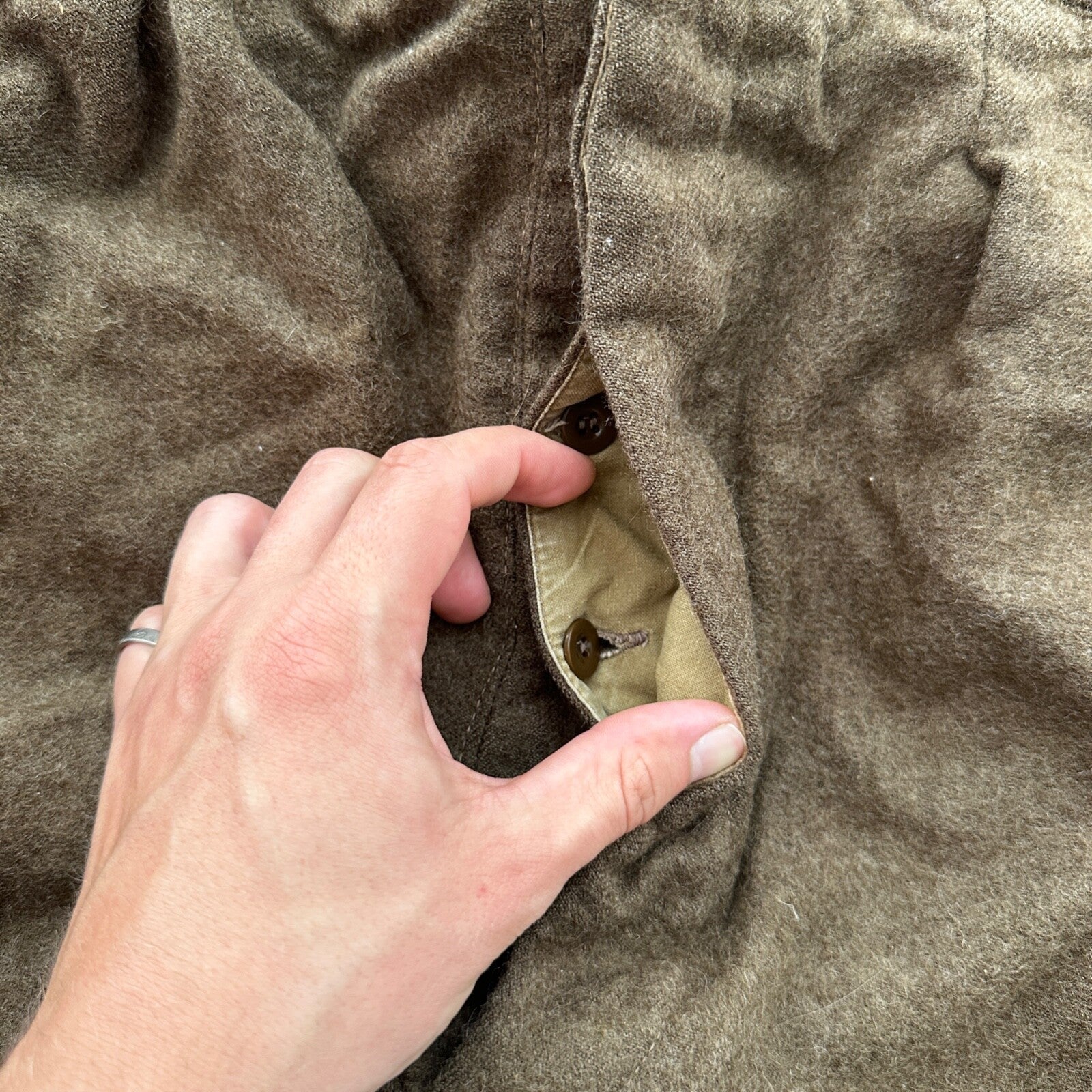 WWII Army Wool Field Trousers 35x28 Cold Weather Green 1940s 40s Destroyed USMC