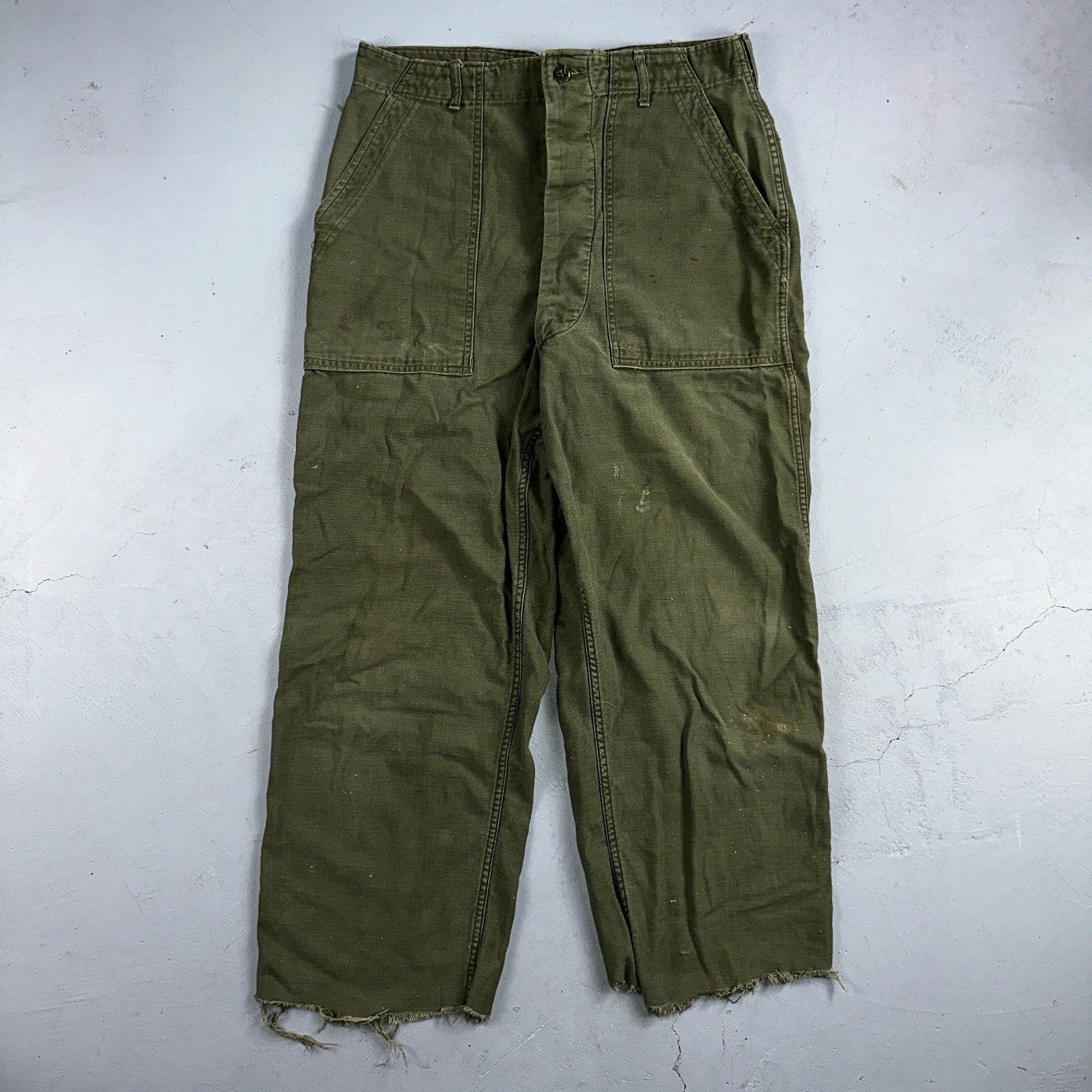 Vintage 1960s 70s Vietnam OG 107 Fatigue Pants 60s Button Fly 34x35 Act 33x26