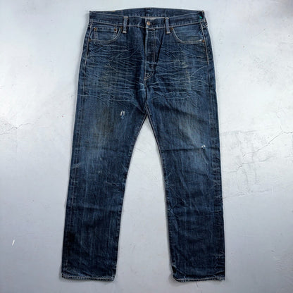 Levis 501 Y2K XX Straight Leg Jeans Blue VTG Whiskers Wash 36x32 Act 36x30