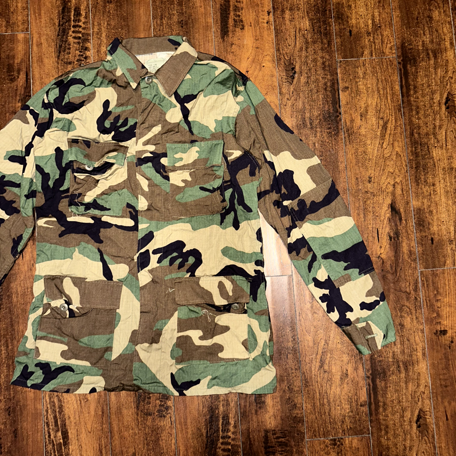 US Military Woodland Camo 90s Field Jacket Coat Cold Weather M X Long 1993 Sum