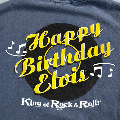 Elvis Presley Rock n Roll VTG T Shirt Happy Birthday Vegas Y2K 2000s XL Music
