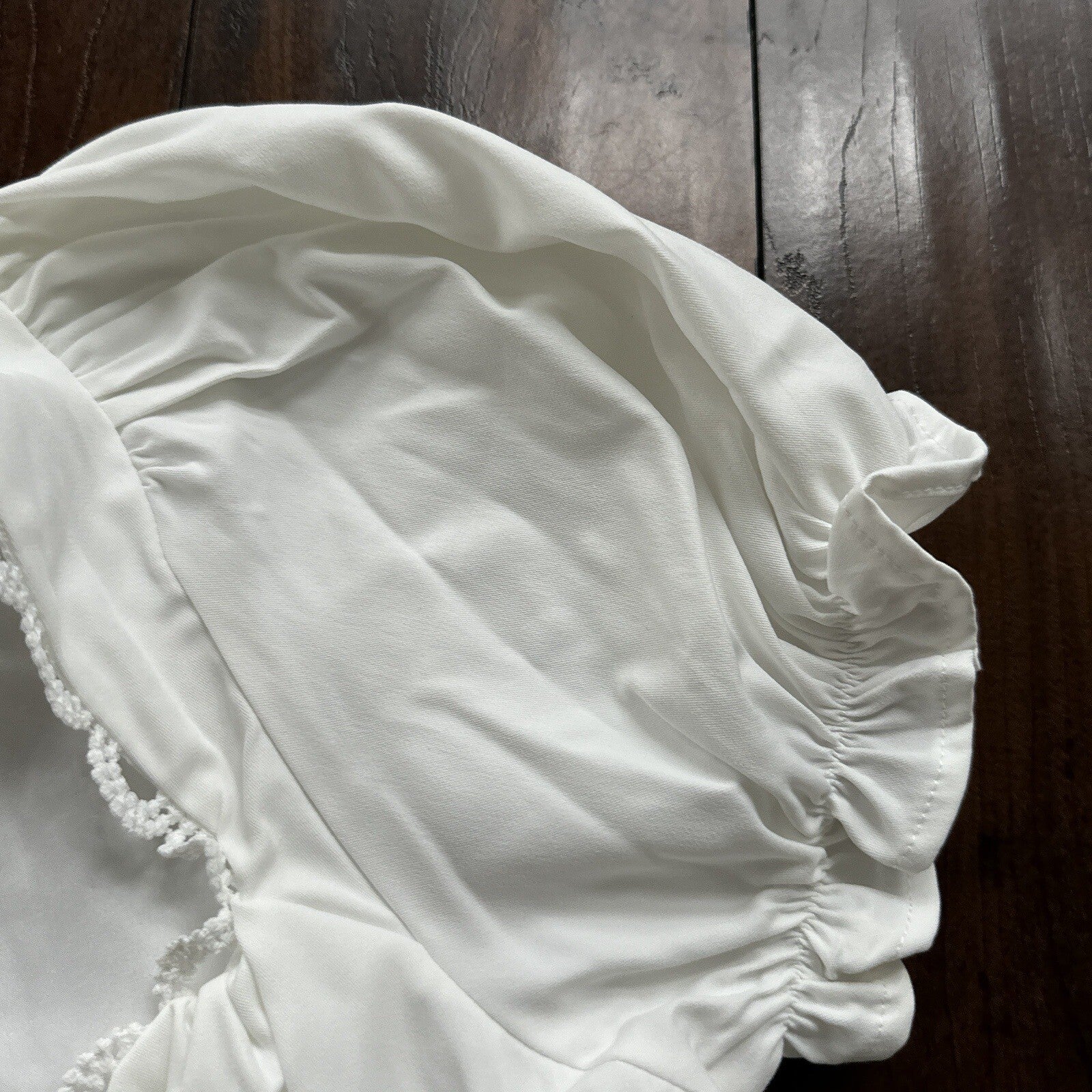 SHEIN MOD Ruched Bust Shirred Back Puff Sleeve Front Dress White Sexy Summer