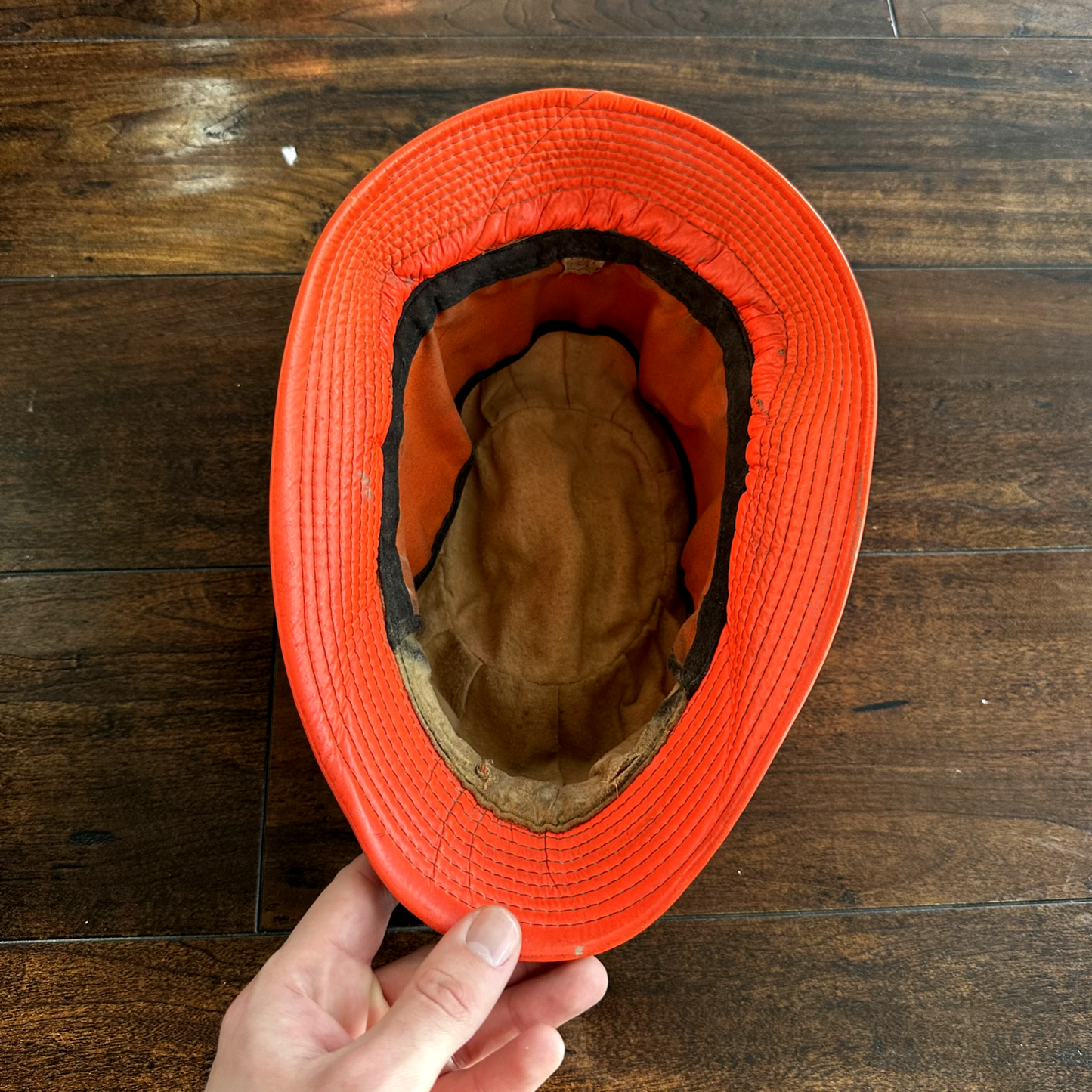 Vintage 1950s Fisherman Hunting Hat Cap Bucket Orange 7 1/8 WWII 50s 60s