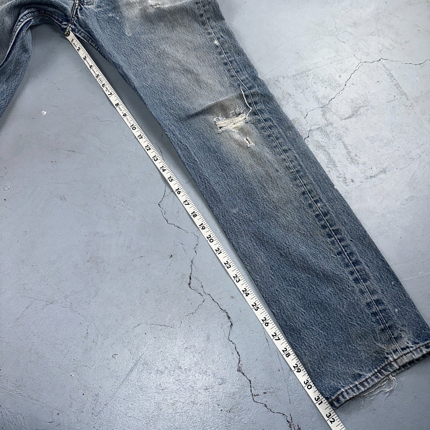 Levis 501 Vintage 90s Mexico Straight Leg Jeans Blue Light Wash 33x36 Act 31x32