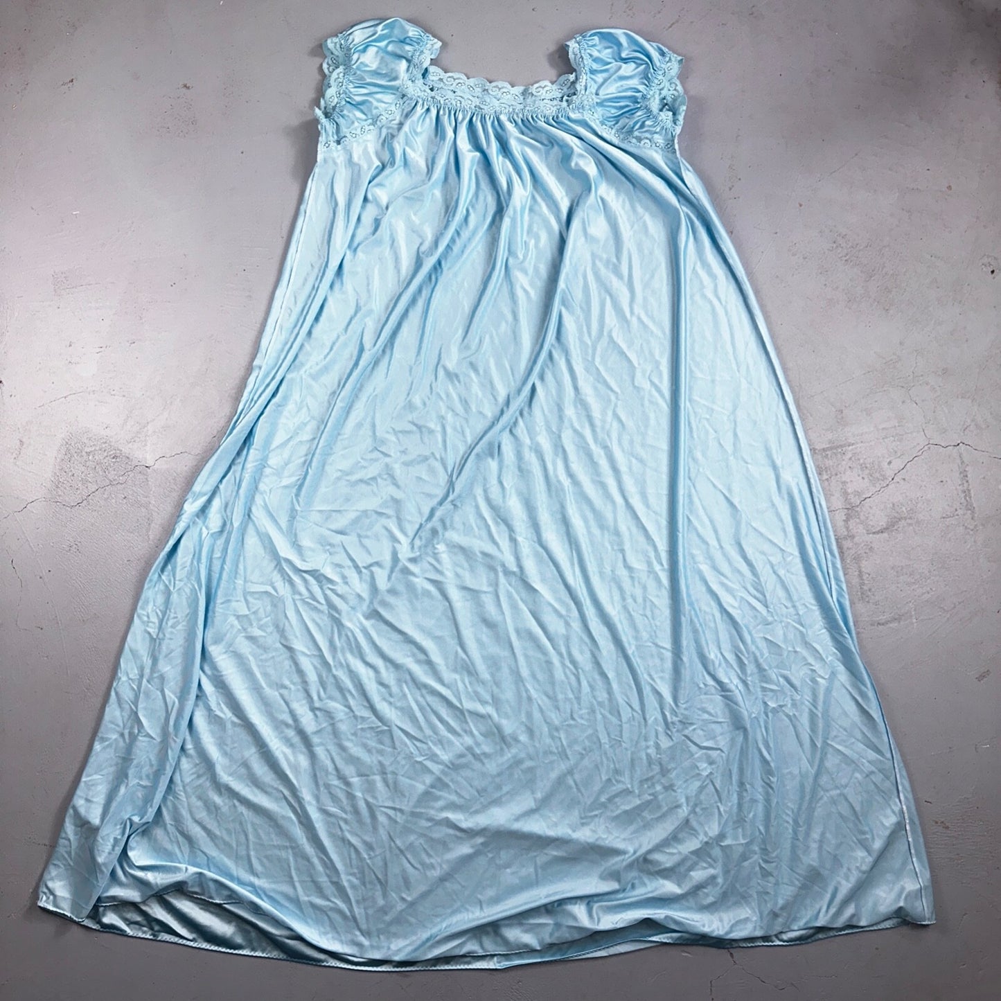 Vintage 1970s Olga Lingerie Slip Dress Sleepwear Full Sweep Nightgown Lace 70s