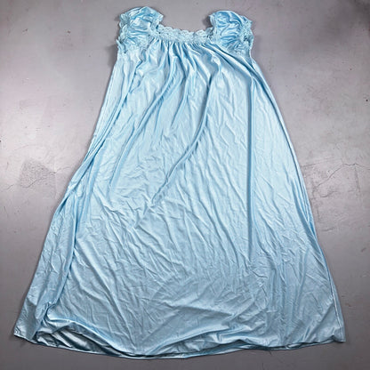 Vintage 1970s Olga Lingerie Slip Dress Sleepwear Full Sweep Nightgown Lace 70s