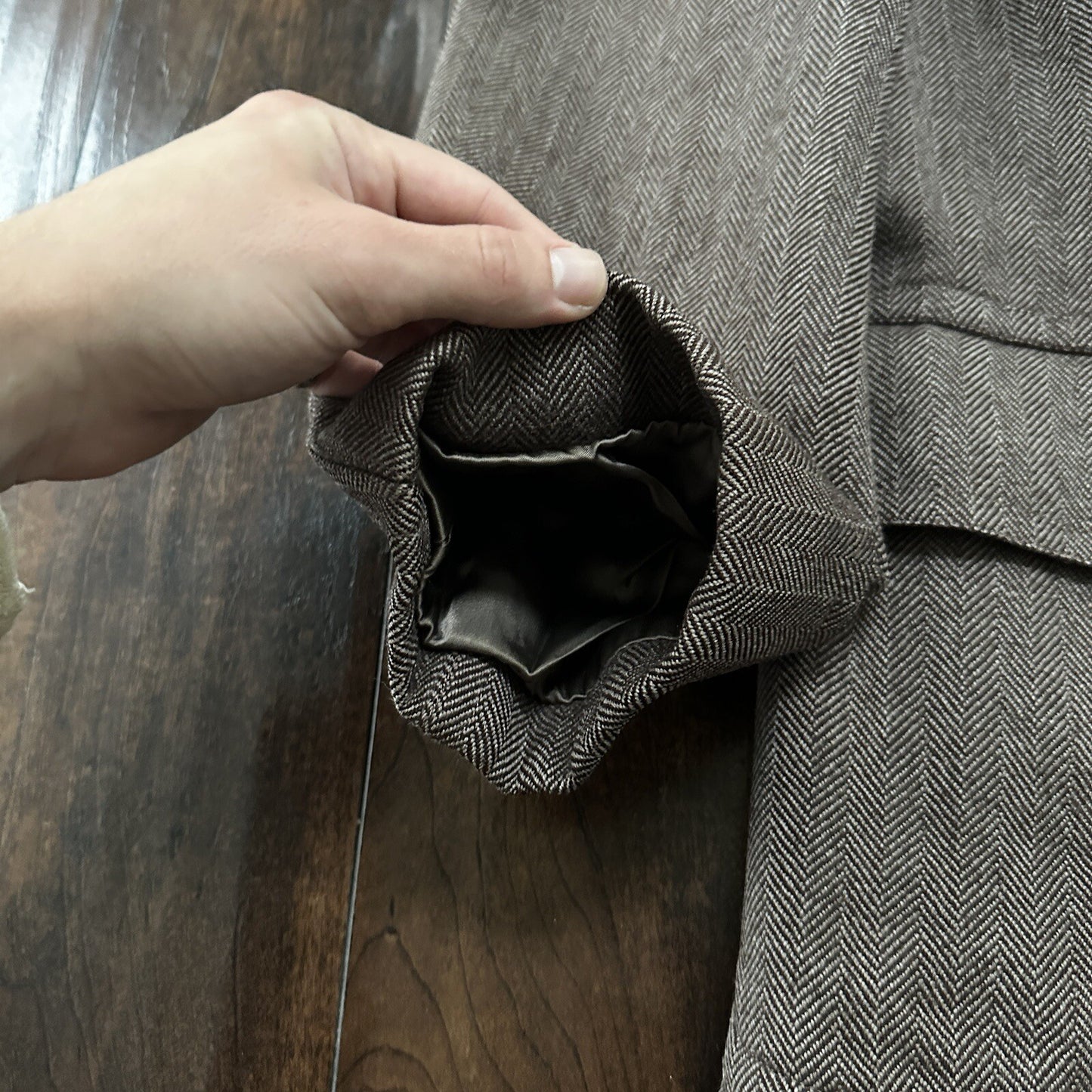 VTG 1960s Barron Anderson Herringbone Wool Overcoat USA Rockabilly 60s Lined