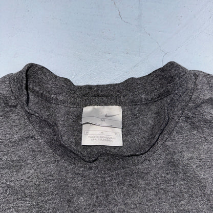 Nike Y2K Silver Tag Medium VTG T Shirt Side Center Swoosh Simple Heather Gray