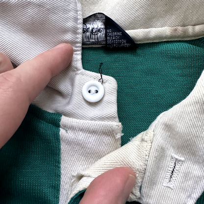 Vintage Long Sleeve Grunge Stripe Polo Shirt M 90s Kurt Cobain Grunge 90s