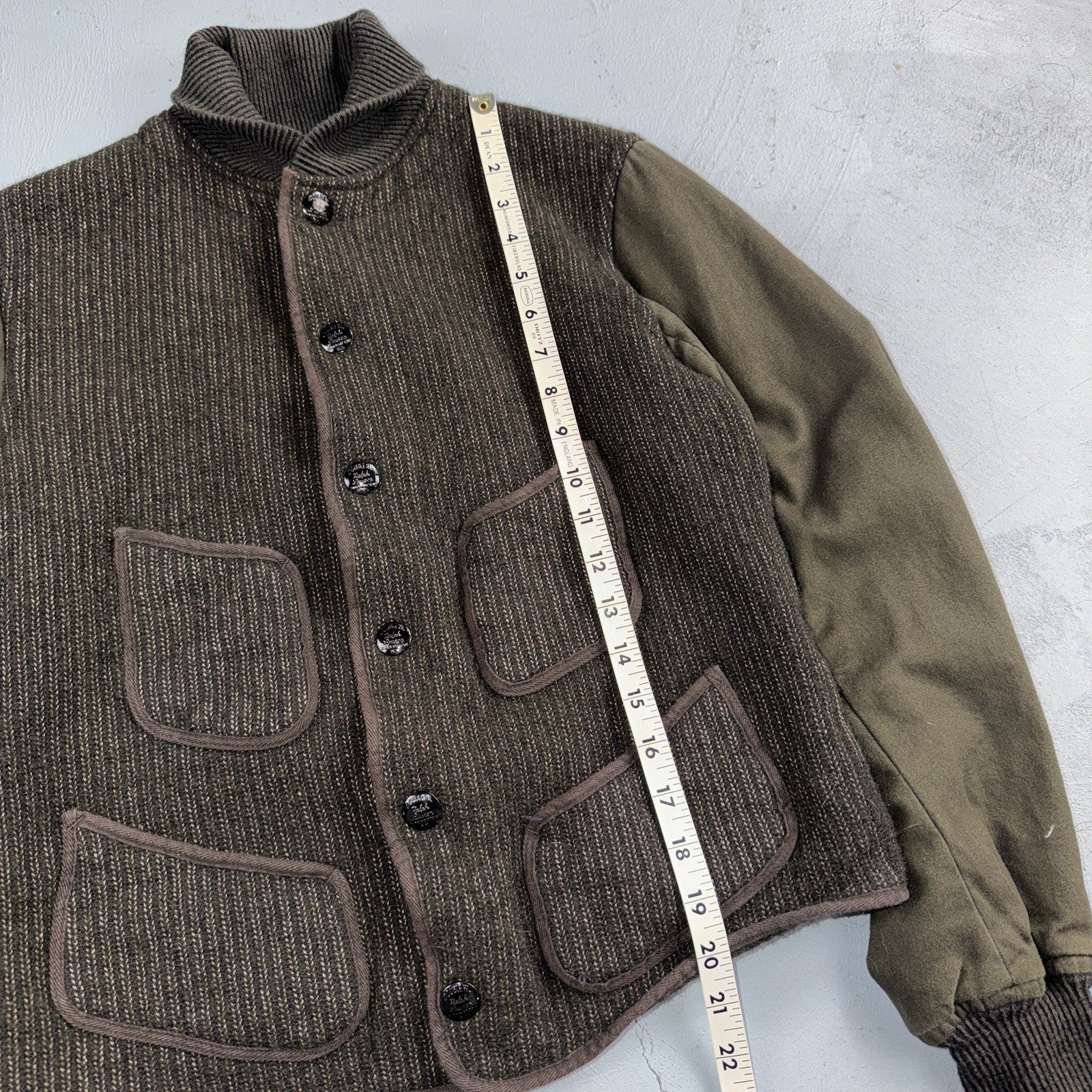 RRL Double RL Ralph Lauren Browns Beach Knit Jacket Black Gray Snap Size Small