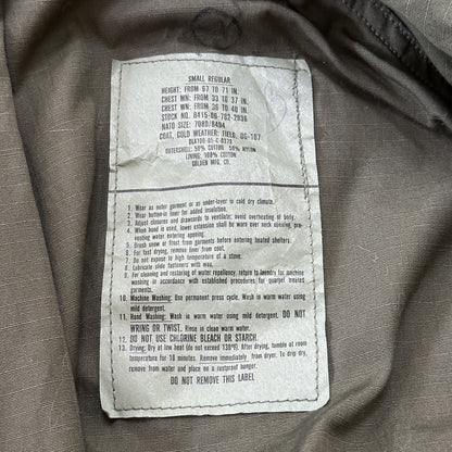 Vintage US Army 1980s Cold Weather Field Coat Jacket M-65 OG 107 Small 80s wwii
