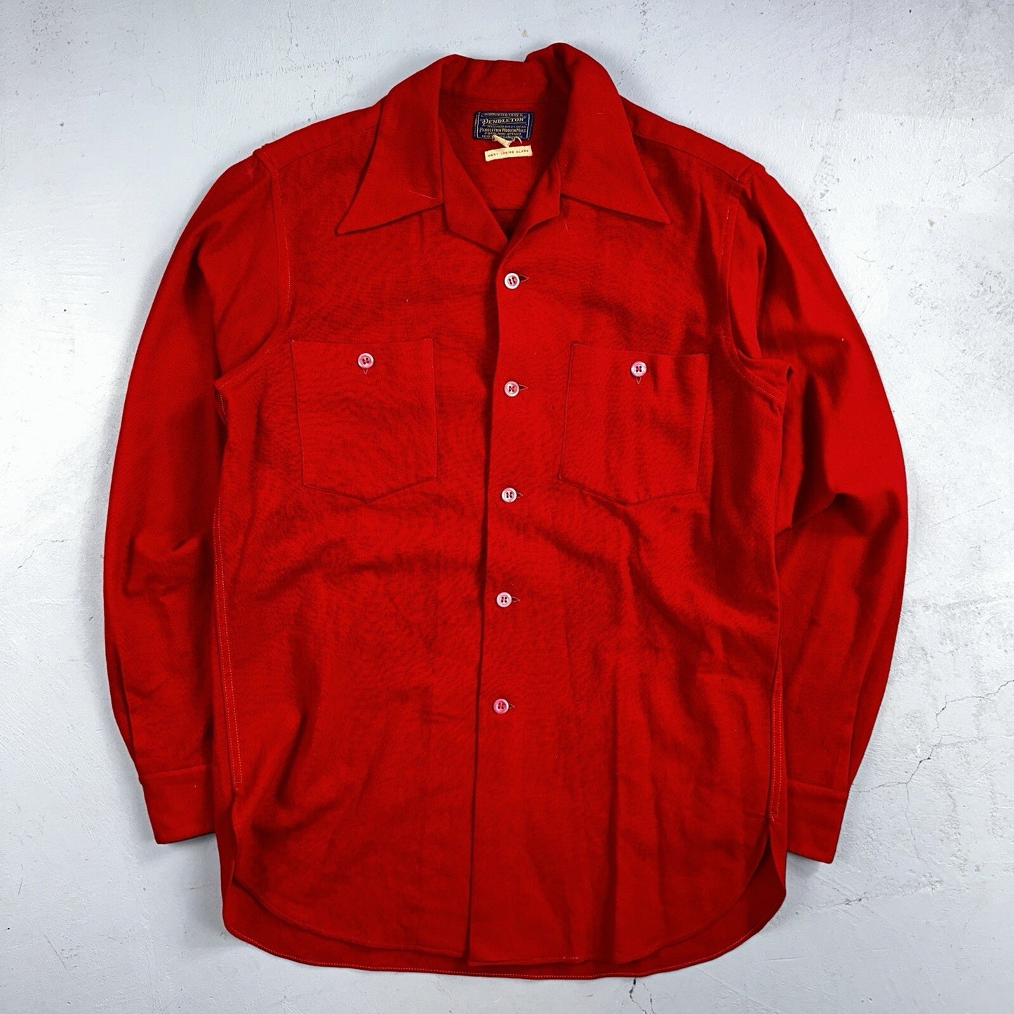 Pendleton 1930s VTG Wool Shirt Jacket Long Sleeve Red Basic Pink Buttons 30s 40s