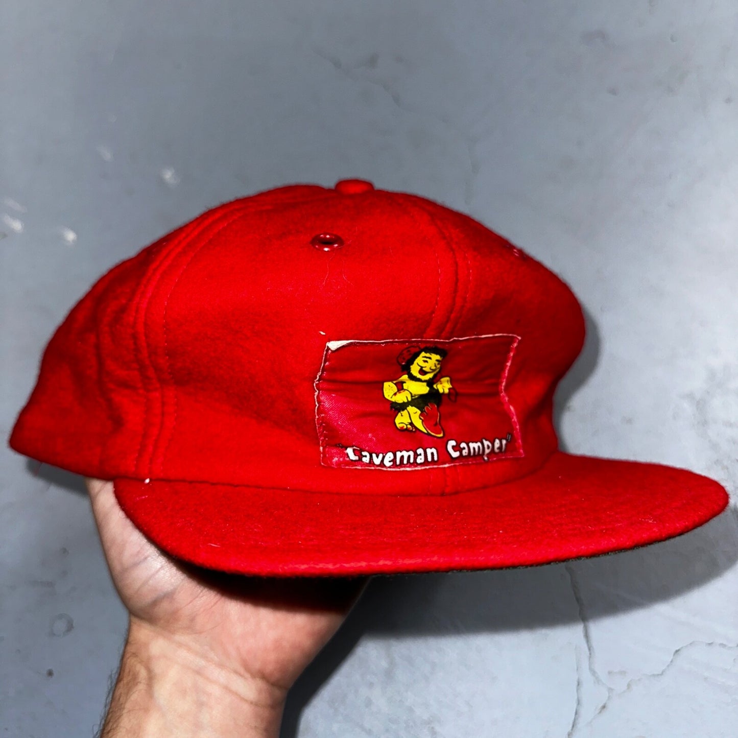 Caveman Camper Oregon VTG Hat Cap Snapback Grant Pass Very Rare Wool 1960s 60s