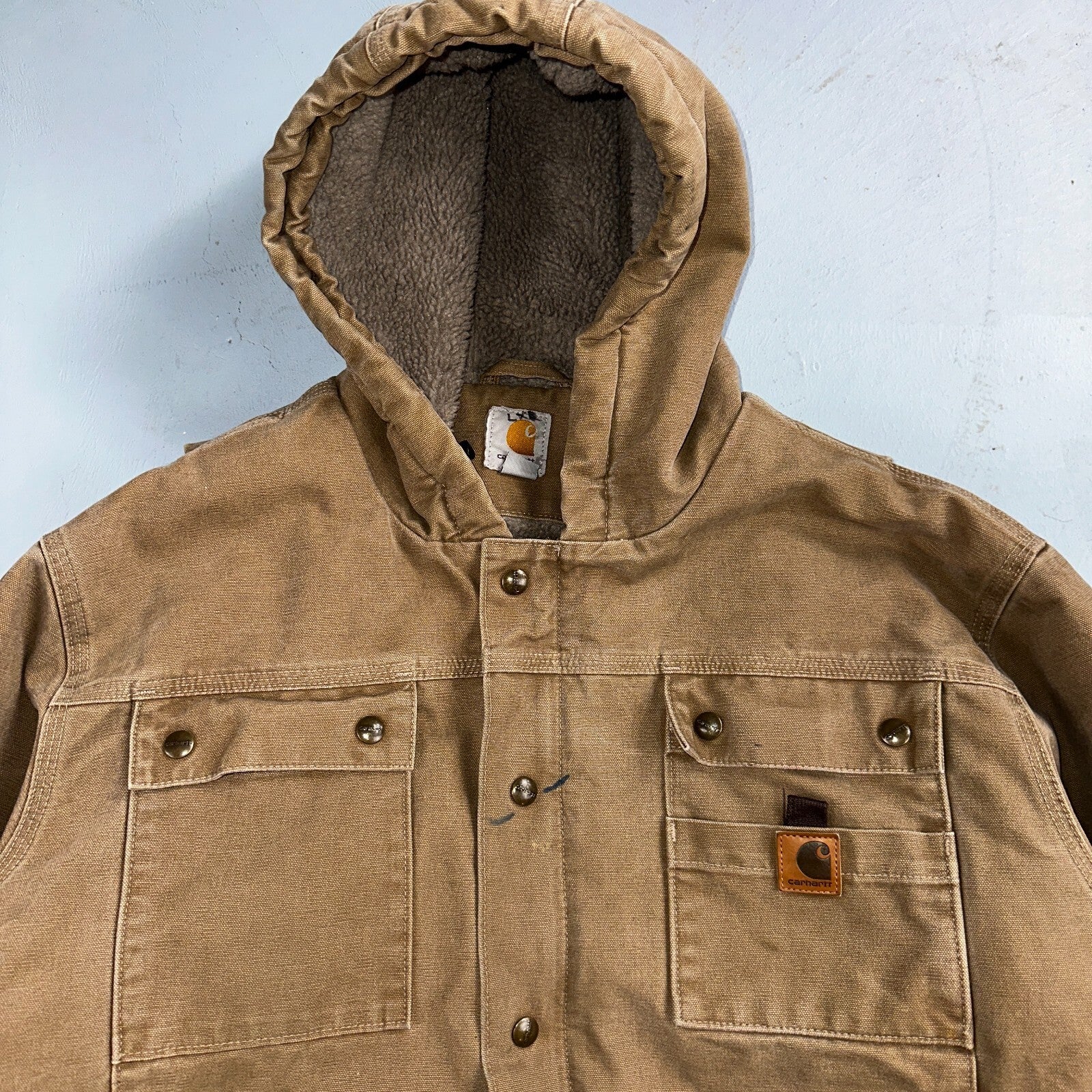 Carhartt VTG Bartlett Jacket 2XL Regular Brown Hooded Sherpa Lined 102285 Y2K