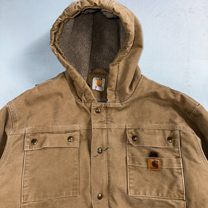 Carhartt VTG Bartlett Jacket 2XL Regular Brown Hooded Sherpa Lined 102285 Y2K