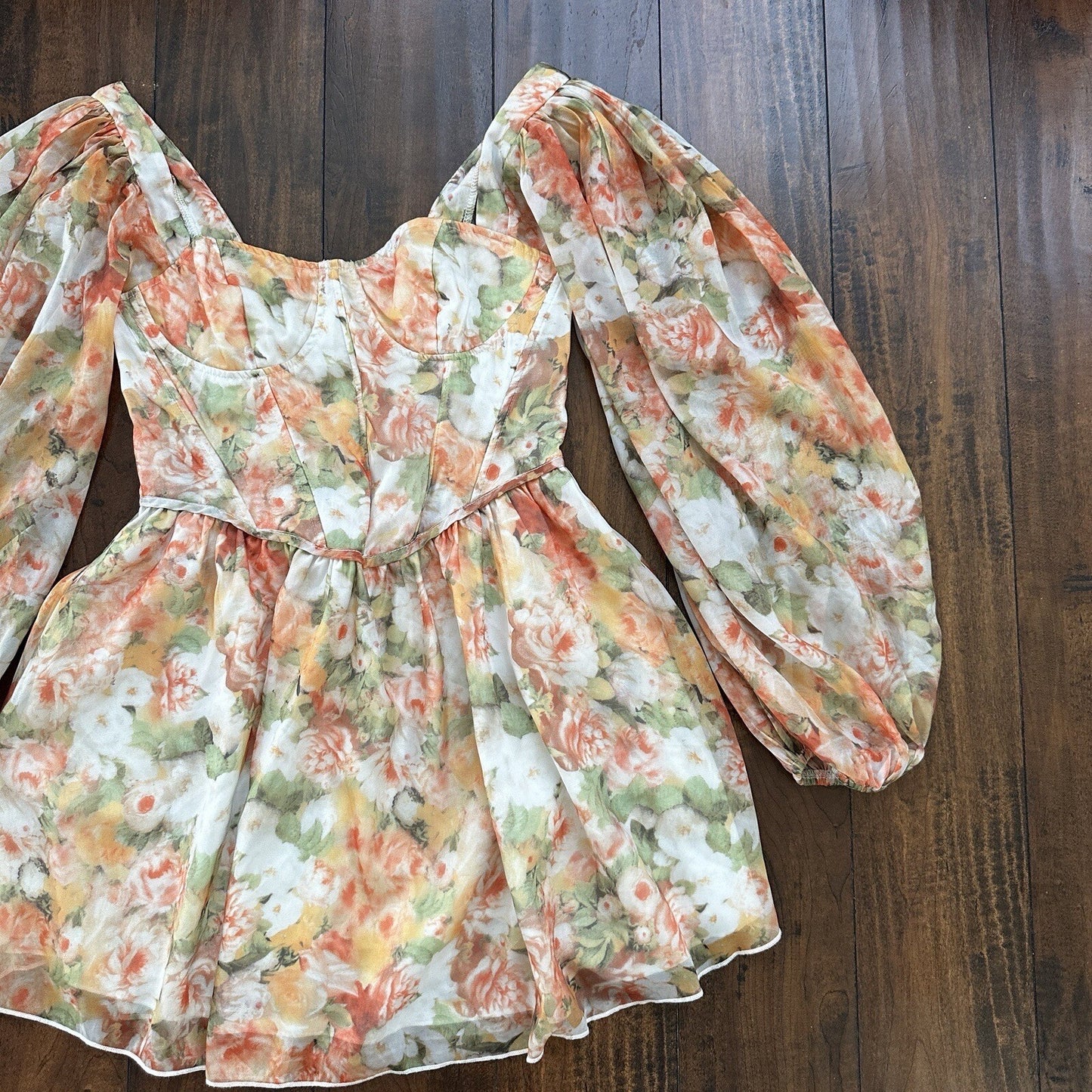 Floral Lantern Sleeve Mini Dress Hoop Skirt Halloween Sexy Vintage Style Hot