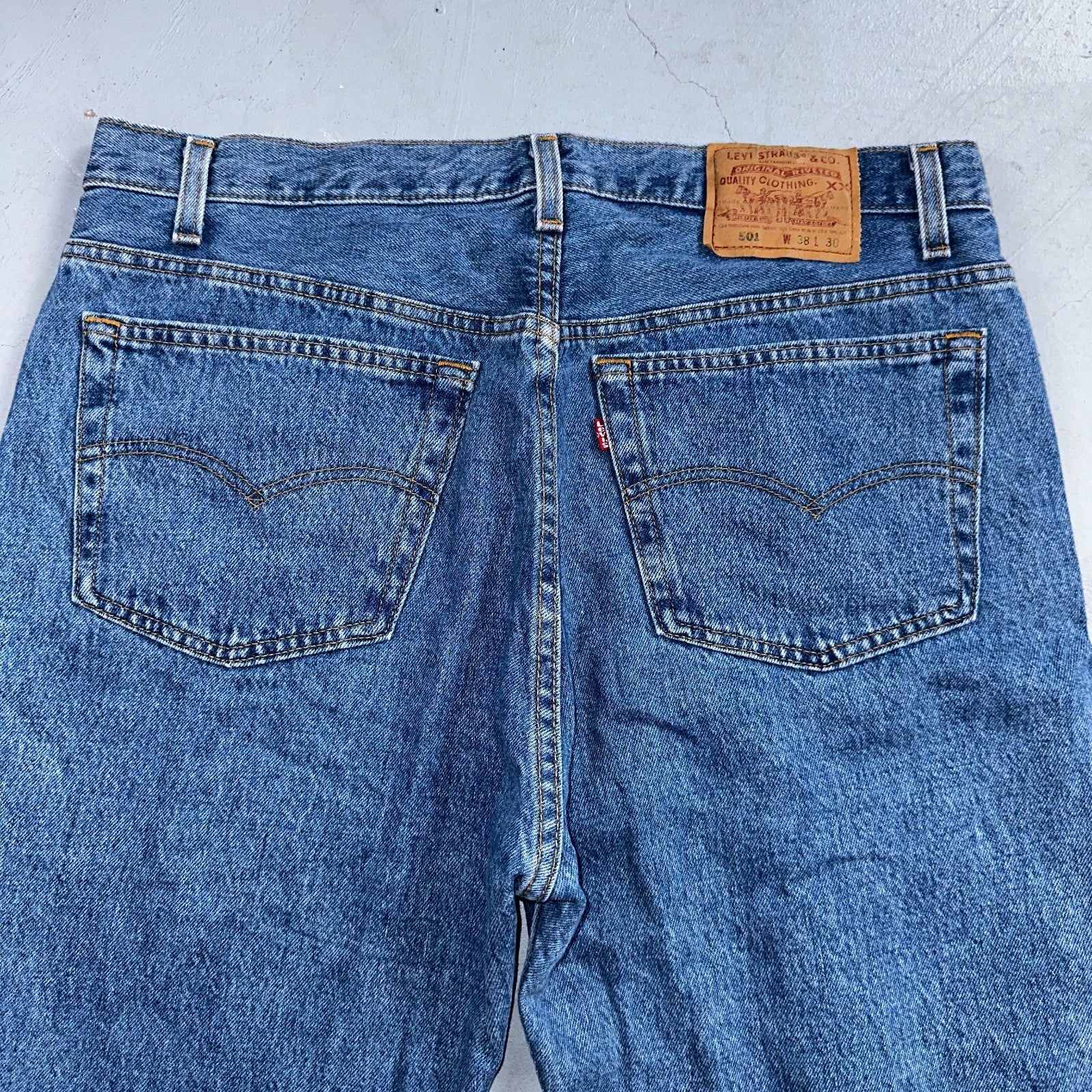 Levis 501 Vintage 90s USA XX Straight Leg Jeans Blue Med Wash 38x30 Act 36x29