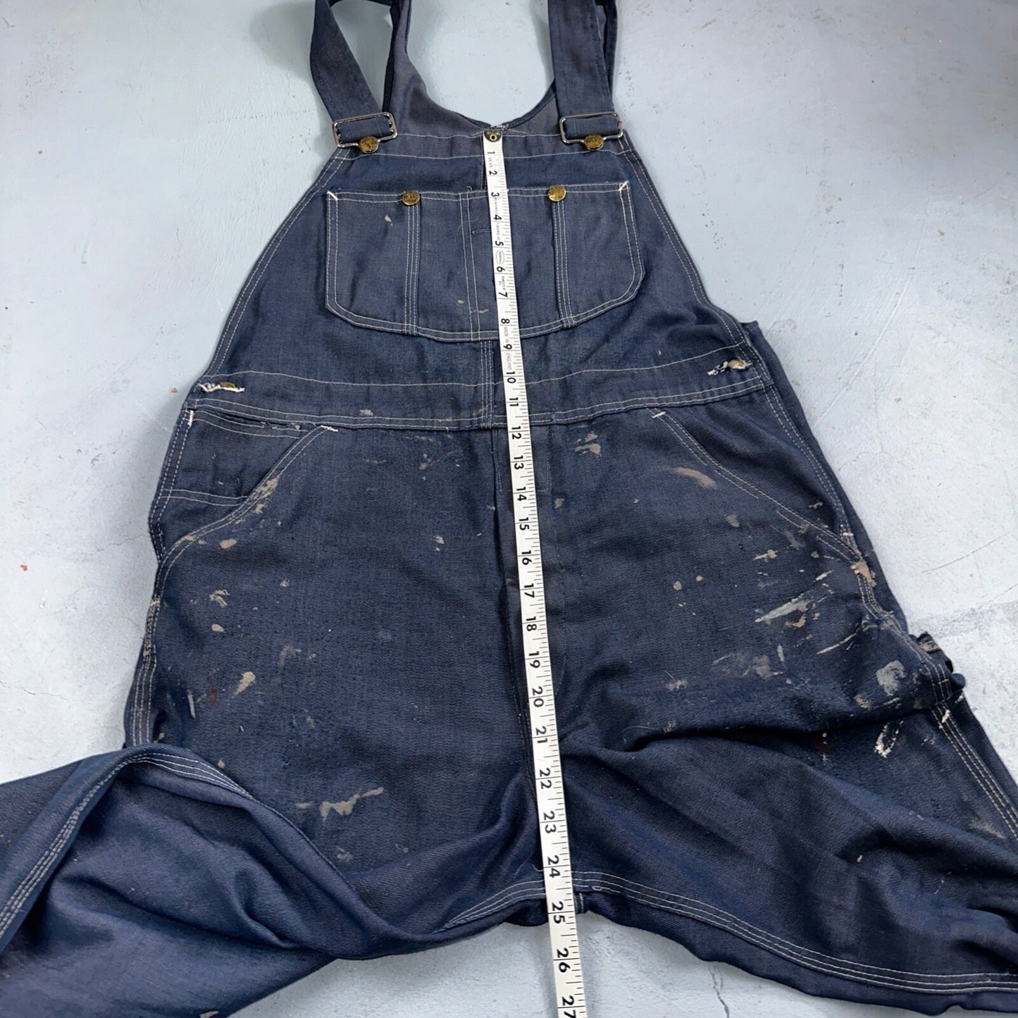 Vintage Sears Sanforized Denim Union Made Blue Jean Bib Overalls 36x28 60s